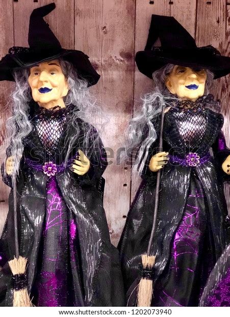 Scary Witches Brooms On Display Spooky Stock Photo 1202073940
