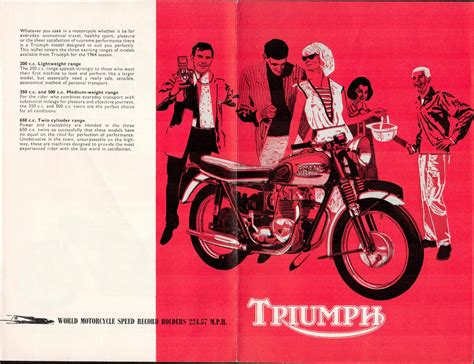 Triumph Motorcycle Brochure 1964 Bonneville 650 T120 Thunderbird Etc