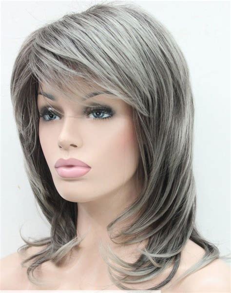 Blended Gray With Dark Root Synthetic Wig Nwt One Size Fits Most