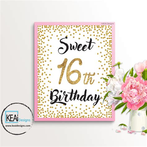 8x10 sweet 16th birthday sign keai sweet 16 sign 16th birthday 16th birthday decorations