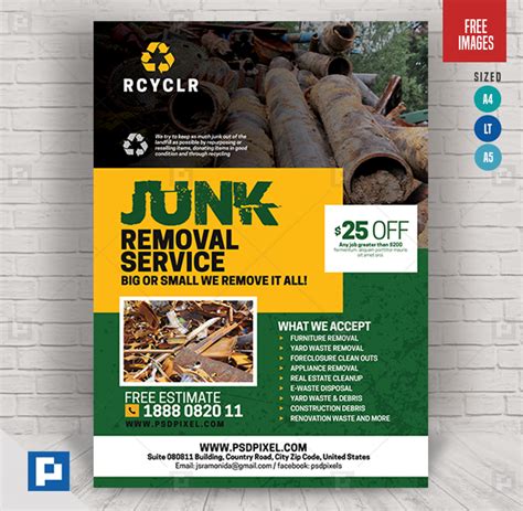 Junk And Trash Removal Flyer Psdpixel