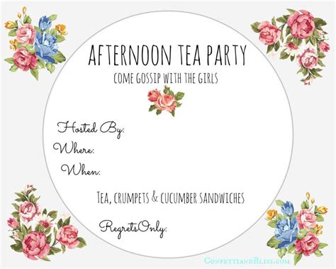 Printable Afternoon Tea Invitation Template Printable Templates