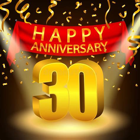 Happy 30th Anniversary Celebration With Golden Confetti And Spotlight
