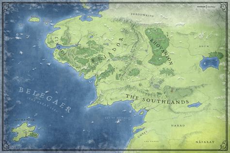 A Map Of The Middle Earth With Lots Of Trees