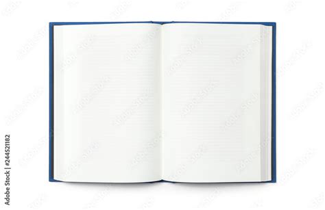 Blank Open Book Isolated Top Front View Blue Hardcover With Black