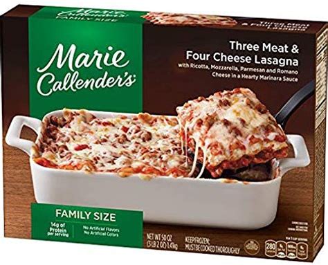 Prepare this frozen meal in the microwave in 6 to 6 keep frozen meals in your freezer until ready to prepare and cook frozen food thoroughly. Marie Callender's Comfort Bakes Multi-Serve Frozen Dinner, Three Meat & Four Cheese Lasagna, 50 ...