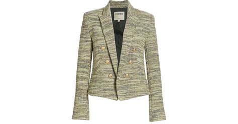 L Agence Brooke Double Breasted Tweed Crop Blazer In Green Lyst