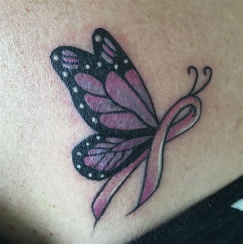 Breast Cancer Ribbon Butterfly Tattoos