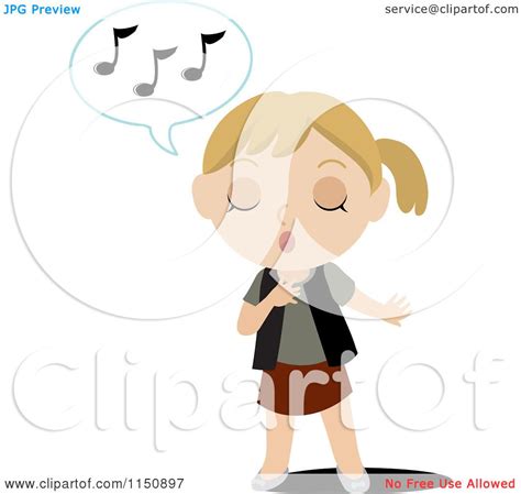 Cartoon Of A Blond Girl Singing Royalty Free Vector Clipart By Rosie
