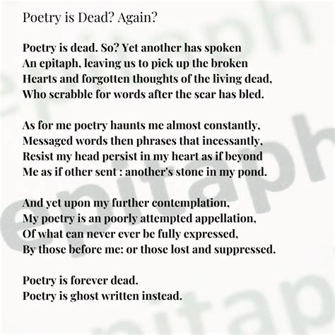 Poetry Is Dead Again Andrew James Whalan