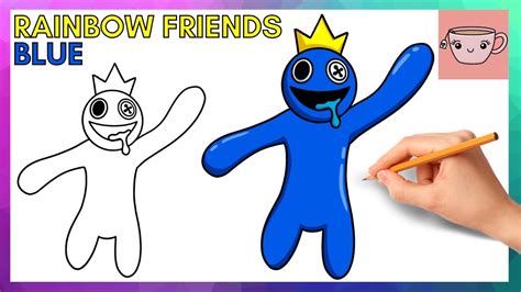 How To Draw Blue From Roblox Rainbow Friends Cute Easy Step By Step