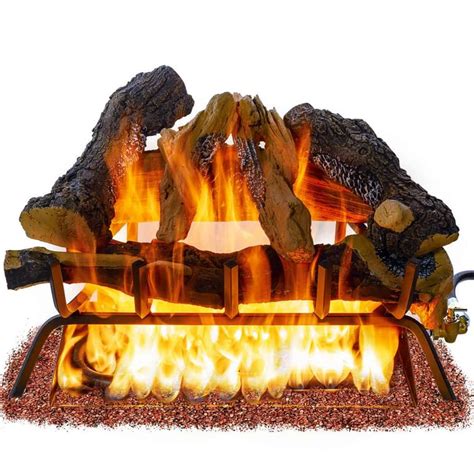 Barton 24inch Fireplace Log Grate Split Oak Wood Vented Natural Gas