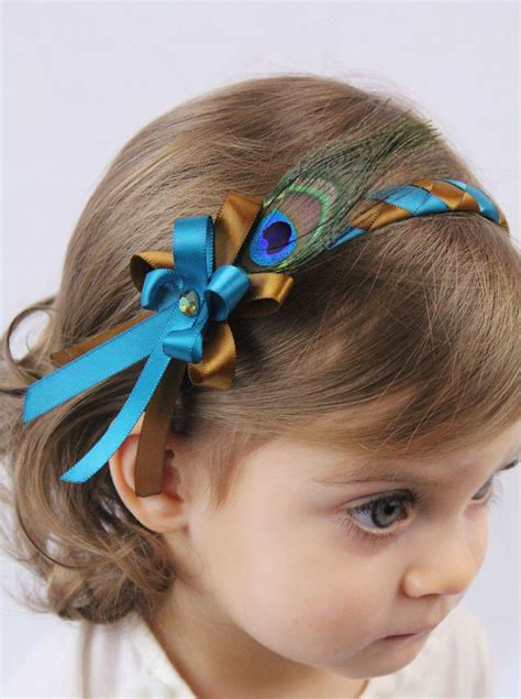 Peacock Headband Deep Turquoise And Bronze By Sweetestbugbows