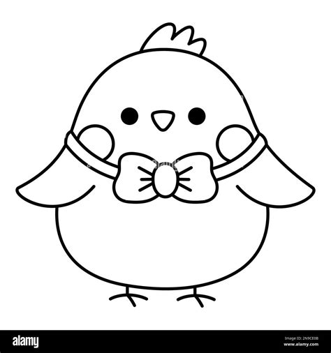 Vector Black And White Easter Chick Icon For Kids Cute Line Kawaii