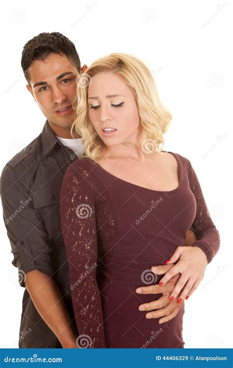 Couple Serious His Arm Around Her Waist Stock Image Image Of Gorgeous Married 44406329