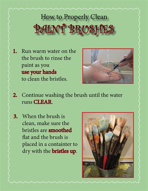 How To Clean Acrylic Paint Brush Poster For Class Art Classroom