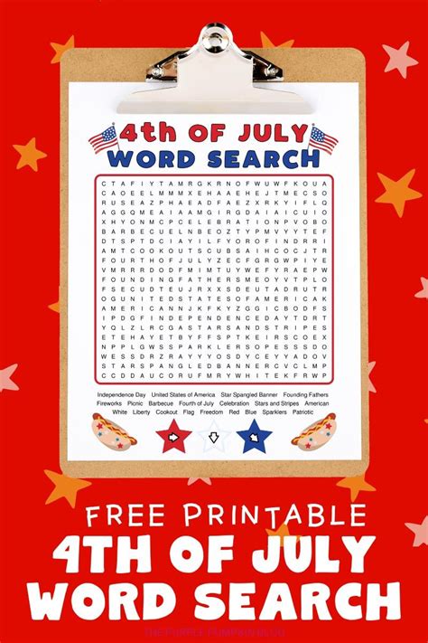 4th Of July Word Search Summer Worksheets Fun Printables 4th Of July
