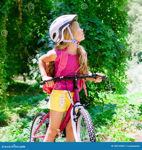 Children Girl Riding Bicycle In Forest Stock Photo Image 20510550