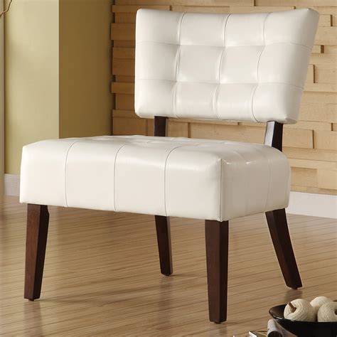 Shop Tribecca Home Smith White Faux Leather Tufted Accent Chair Free