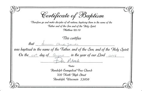 Free Best Baptism Certificate Template