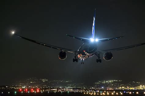 Fond Décran Nuit Véhicule Avion Boeing Aéroport Atterrissage