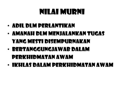 Kepentingan awam dapat dilindungi dengan lebih baik apabila semua pihak berkuasa tempatan usaha berterusan perlu dibuat untuk menerapkan integriti dan nilai etika di kalangan semua beliau berkata, mereka yang terbabit adalah di dalam perkhidmatan awam persekutuan (pap). PPT - ETIKA & INTEGRITI DLM PERKHIDMATAN AWAM PowerPoint ...