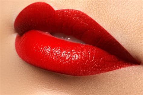 Sexy Lippen Schoonheids Rode Lippen Mooie Samenstellingsclose Up