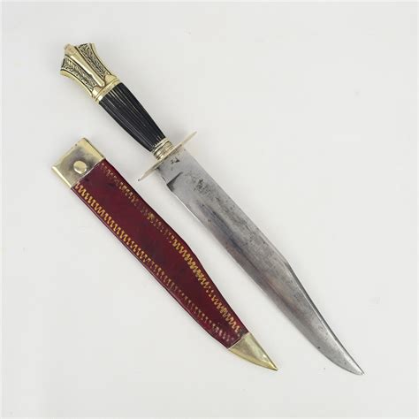 Antique Late 19th Century H York Bowie Knife W Sheath Cutlery Handle
