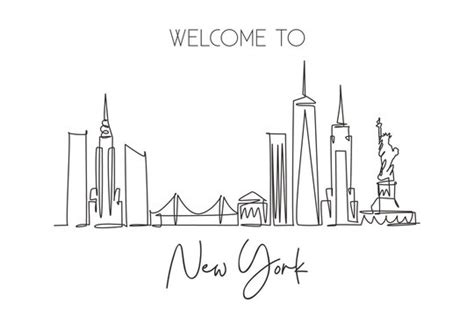 New York Skyline Drawing Outline