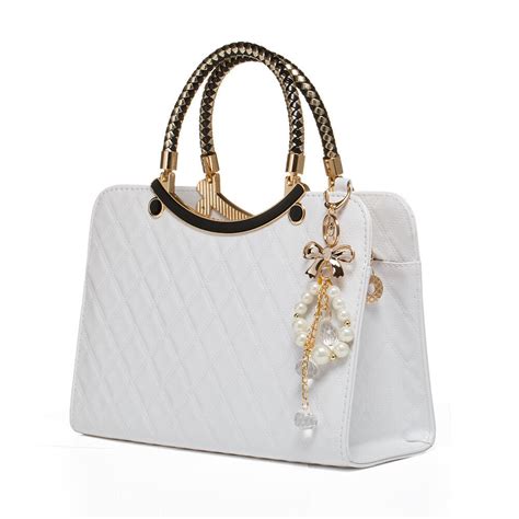 Ladies White Leather Handbag New Tote Designer Style Celebrity Shoulder
