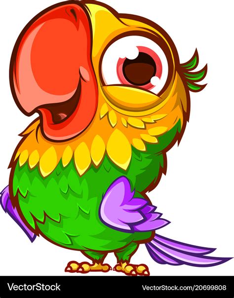 Cartoon Cute Parrot Royalty Free Vector Image Vectorstock