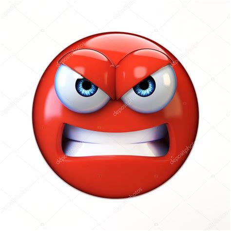 Angry Emoji Isolated On White Background Mischievous Emoticon 3d