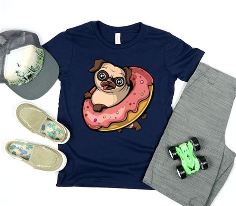 Pug Donut Kids Shirt Pug Dog Boys Tees Funny Pug Clothing Etsy