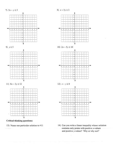 There is an arrow on the end indicating that the answers continue through infinity. 32 Graphing Linear Inequalities Worksheet Answers ...