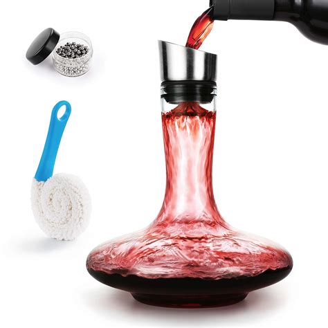 Buy Wine Decanter Built In Aerator Pourer With Cleaning Beads And Decanter Cleaning Brush Wine