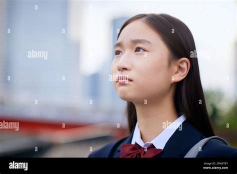 Japanese High School Student Wearing Uniform Stock Photo Alamy