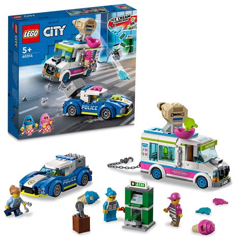 Lego 60314 City Ice Cream Truck Police Chase Van Car Toy With Splat Launcher And Interceptor