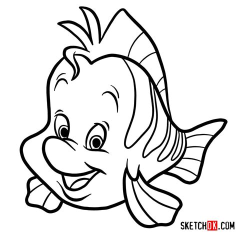 0 0 Step By Step Drawing Guide Of Flounder From Disneys The Little