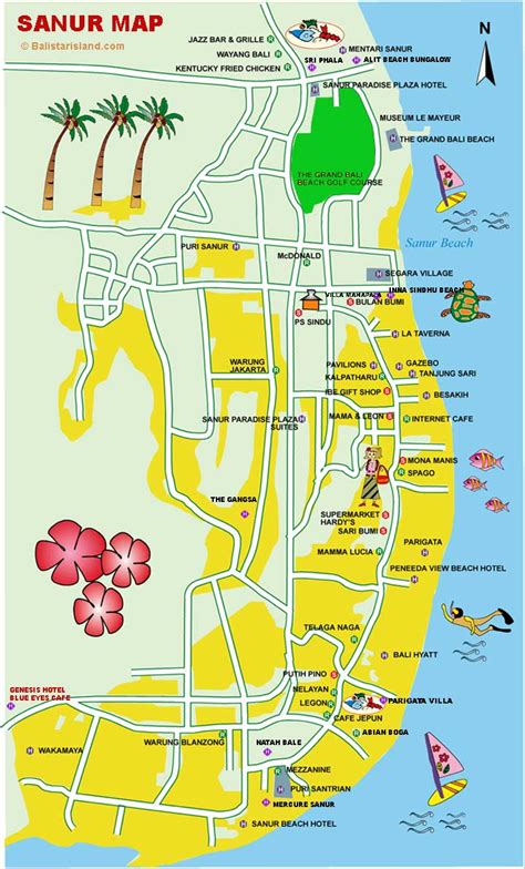 sanur guide map sanur indonesia mappery