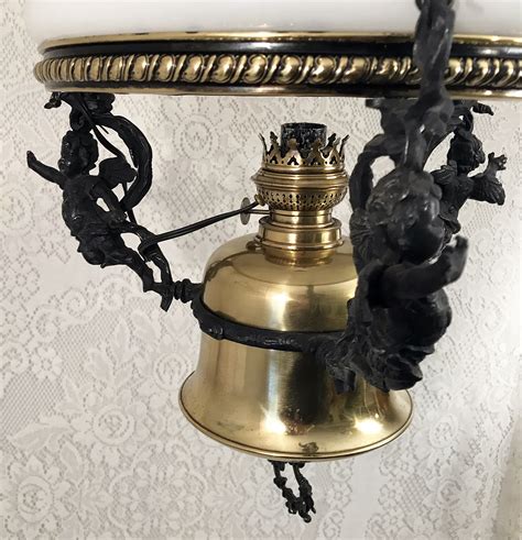 New delivery date april 2021. Antique Kosmos Brenner Brass Hanging Oil Lamp w Iron ...