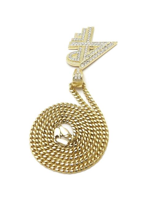Lil Baby 4pf Pendant And 18 Cuban Chain Full Iced Hip Hop Necklace Gold