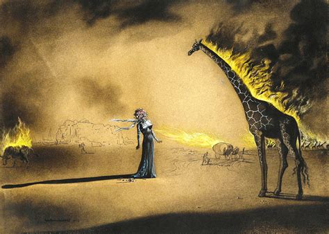 Salvador Dali Burning Giraffe Reproduction Of Painting 8x12 Etsy
