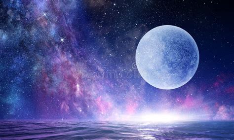 Luna Llena En Cielo Estrellado De La Noche Foto De Archivo Imagen De