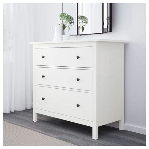 < image 1 of 3 >. HEMNES 3-drawer chest - white stain 42 1/2x37 3/4 ...