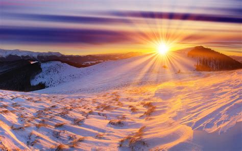 Winter Sunrise Mountains Snow Sun Wallpaper 2560x1600 Sunrise