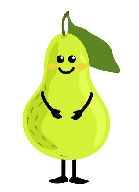 Premium Vector Cartoon Cute Pear Character Design Pear Icon