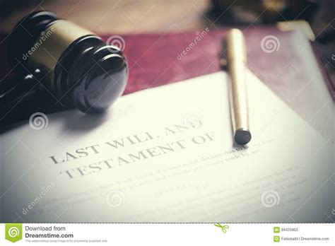 Last Will And Testament Form With Gavel Stock Image Image Of Document