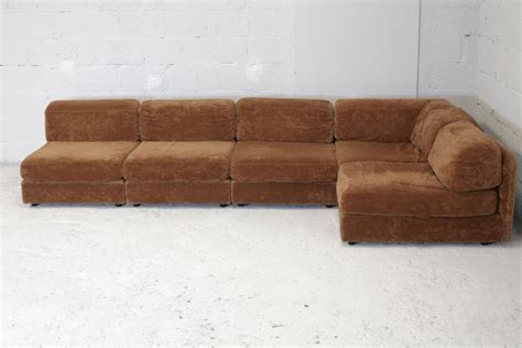 vintage sofa light brown velvet modular 1970 s design market
