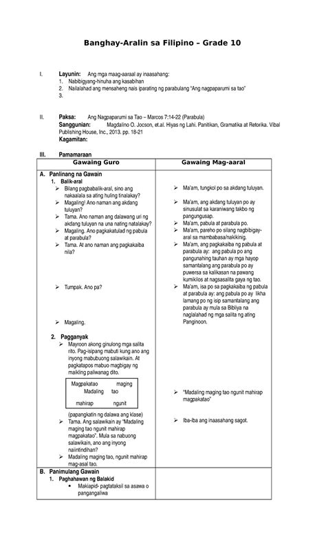 Masusing Banghay Aralin Sa Filipino Mga Bahagi Ng Aklat Angaklate