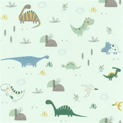 Kawaii Cute Green Dinosaur Wallpaper